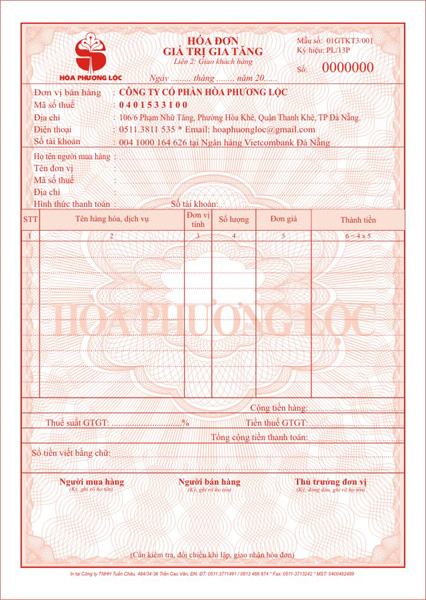 In hóa đơn đỏ - Công Ty TNHH Tuần Châu